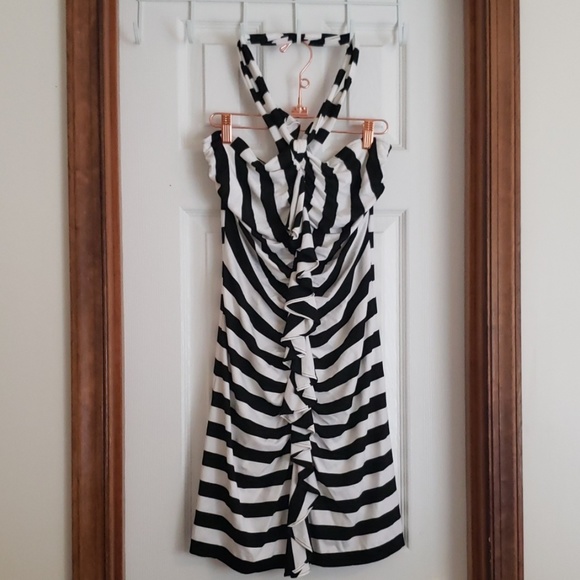 NWT Cachè black and white stripes strapless dress - Picture 1 of 4